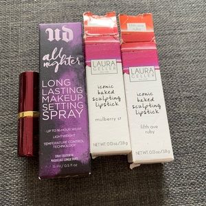 Makeup bag with beauty products